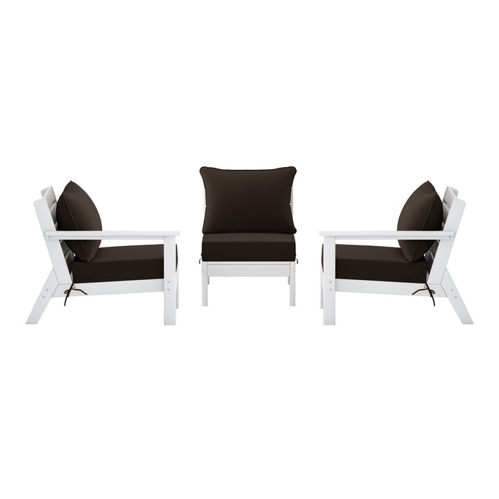 WestinTrends Outdoor Patio HDPE Sectional Sofa with Patio Cushions