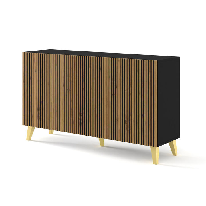 Buffet RAVENNA F 59'' 3D Milled MDF Fronts Black Matt / Natural Artisan Oak
