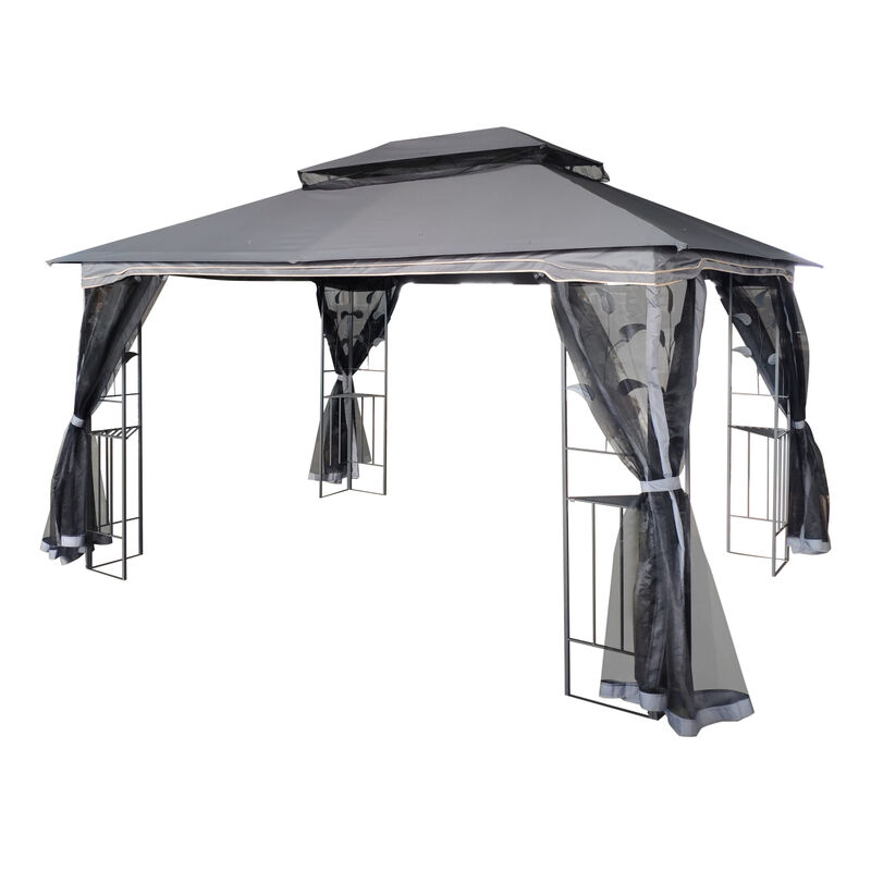 13 X 10 Outdoor Patio Gazebo Canopy Tent With Ventilated Double Roof And Mosquito Net