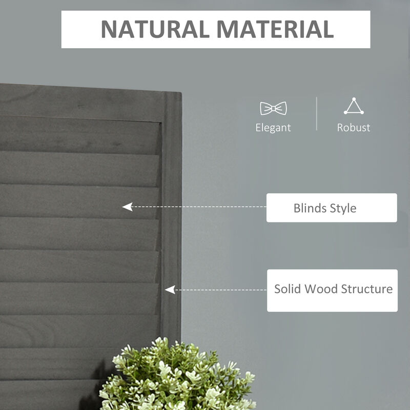 Wood Mobile Folding Privacy Screen Partition Wall Room Divider w/ Shelves Grey