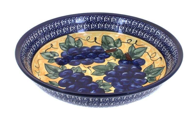 Blue Rose Polish Pottery Grapes Large Salad Bowl
