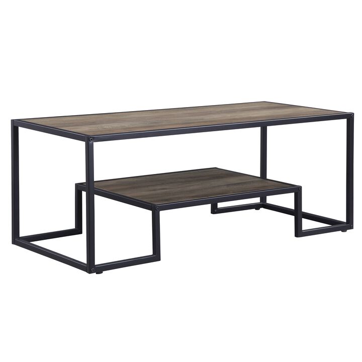 ACME Idella Coffee Table, Rustic Oak & Black Finish