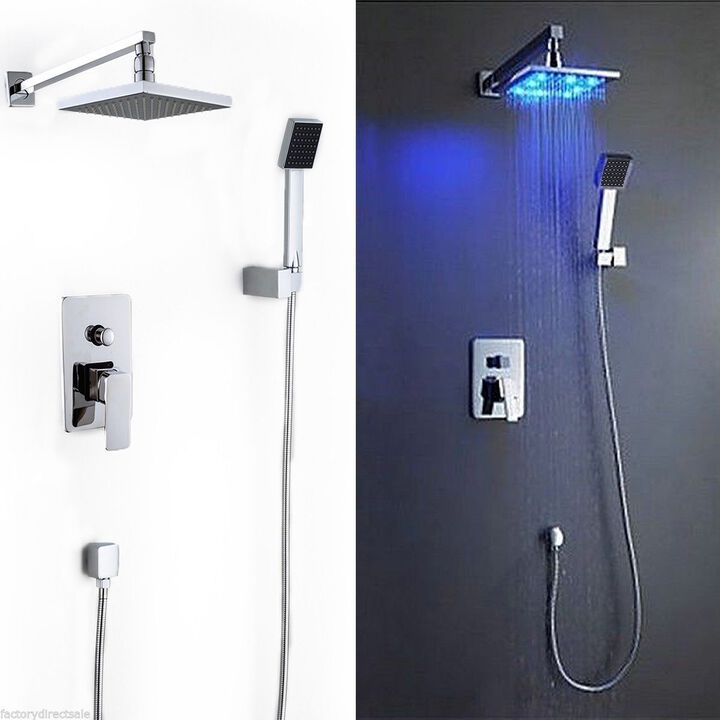 Rainfall Shower Head with Arm, Control Valve, and Handheld Shower Faucet Set for Bathroom Upgrade