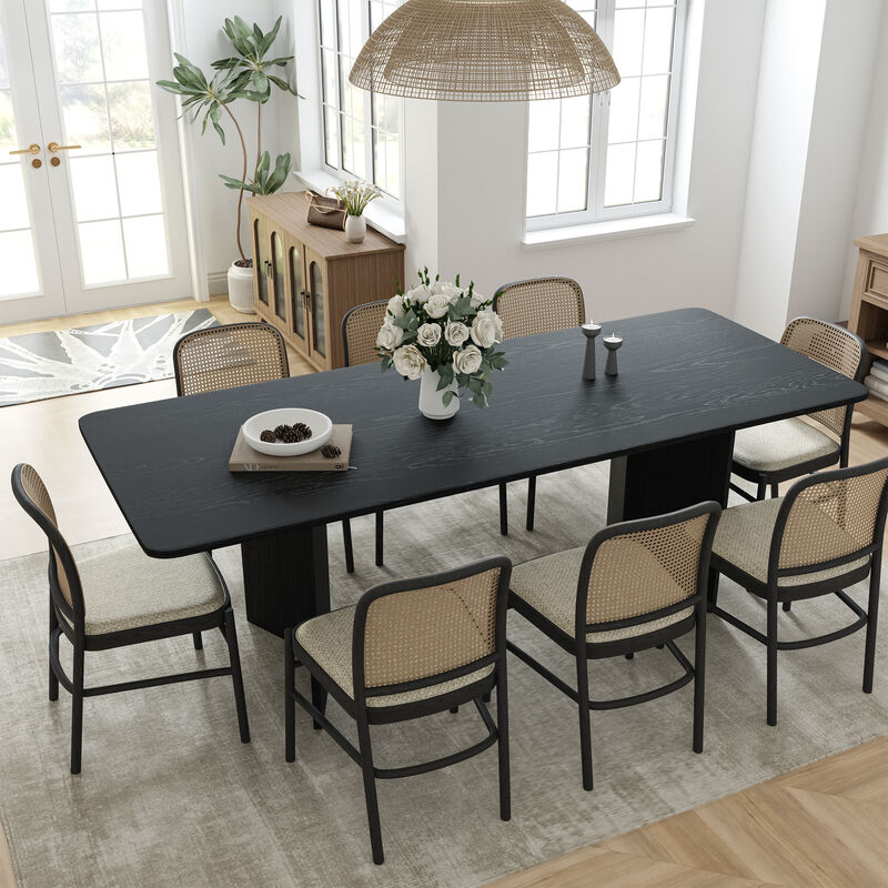 Brix 79V-Shaped Leg Square Wooden Dining Table in Walnut Color