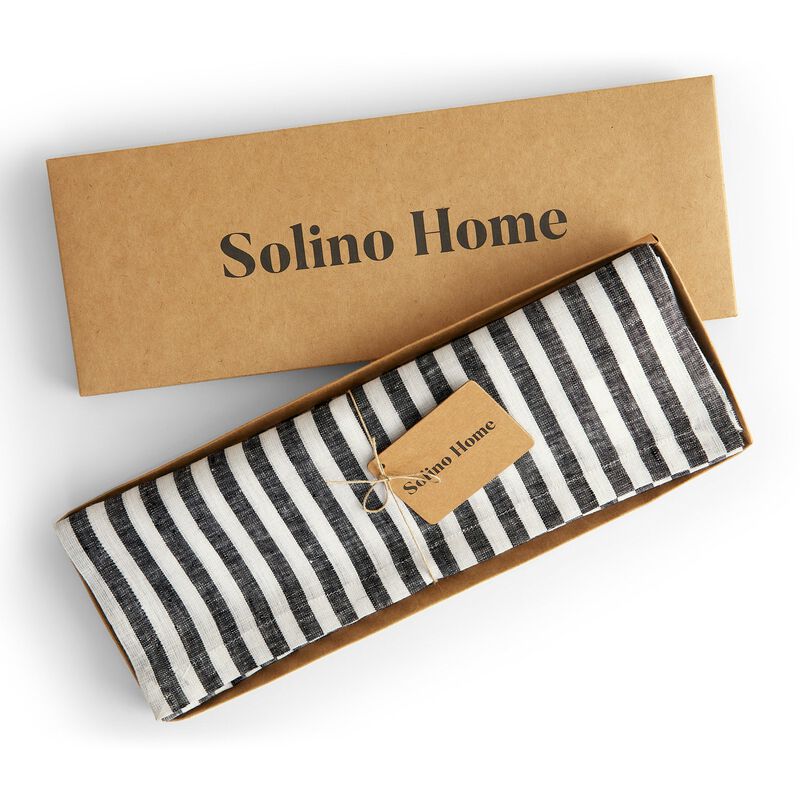 Solino Home 100% Pure Linen 14 x 19 Inch Placemats Set of 4 | Amalfi Stripe