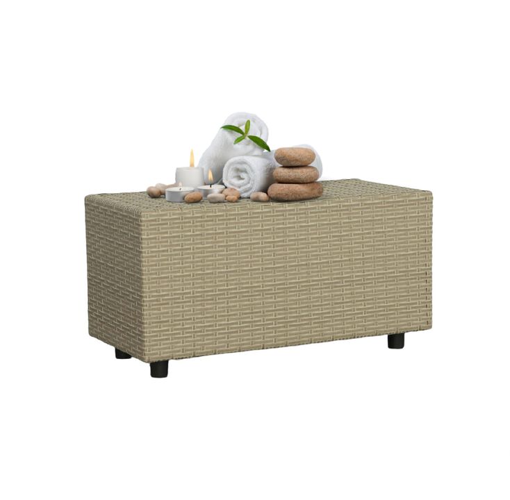 Woven Resin Wicker Outdoor End Table - 35" - Brown