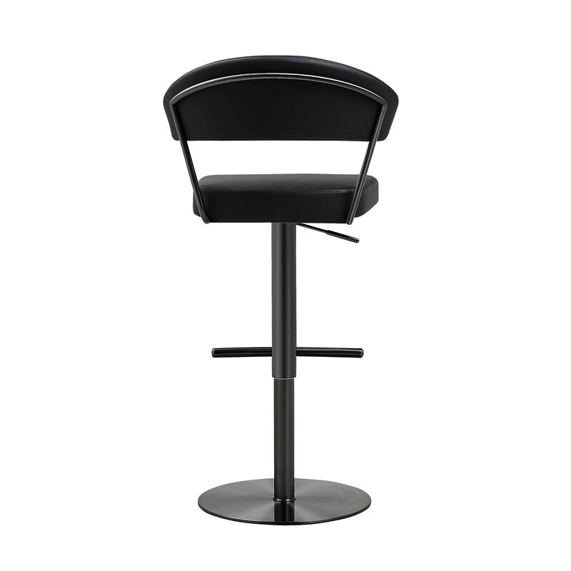 Cosmo Black Performance Vegan Leather and Stainless Steel Barstool