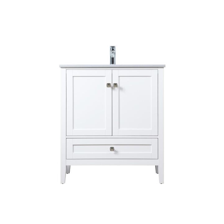 Elegant Kitchen and Bath 30 Inch SIngle Bathroom Vanity In White