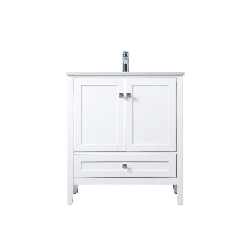 Elegant Kitchen and Bath 30 Inch SIngle Bathroom Vanity In White