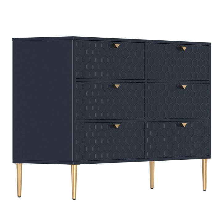 Green Modern Indoor Accent Storage Cabinet with 6 Drawers