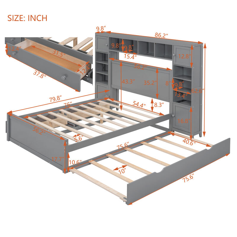 Merax Storage Platform Bed with Sockets