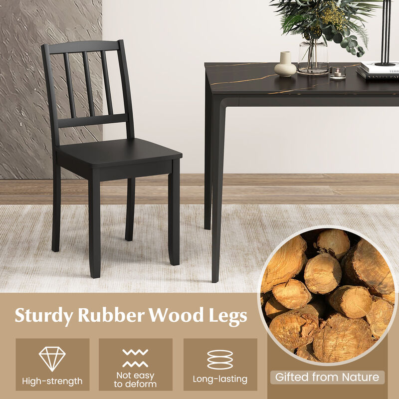 Wood Dining Chair Set of 2 with Rubber Wood Legs