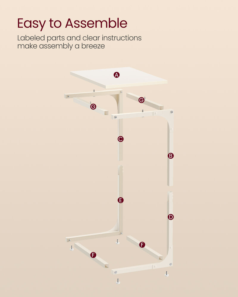 Sofa Side Table with C-Shaped Metal Frame Design