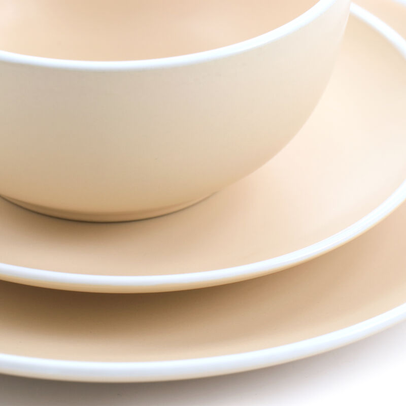 Spice by Tia Mowry Creamy Tahini 12 Piece Stoneware Dinnerware Set in Matte Orange