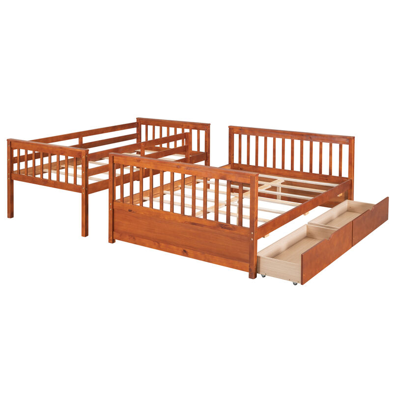 Twin-Over-Full Bunk Bed With Ladders And Two Storage Drawers