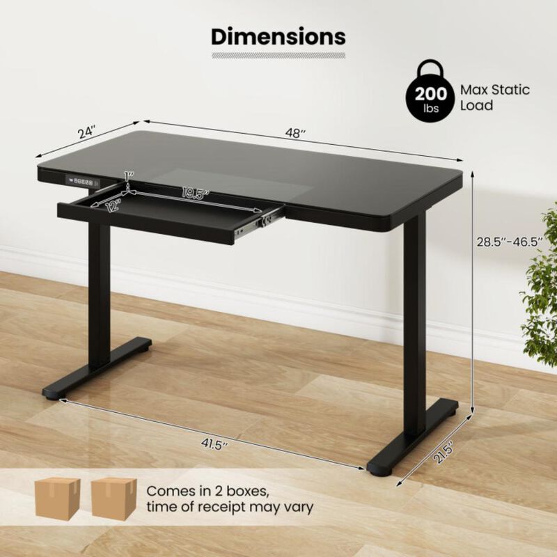 Hivvago 48-Inch Height Adjustable Electric Standing Desk with Drawer