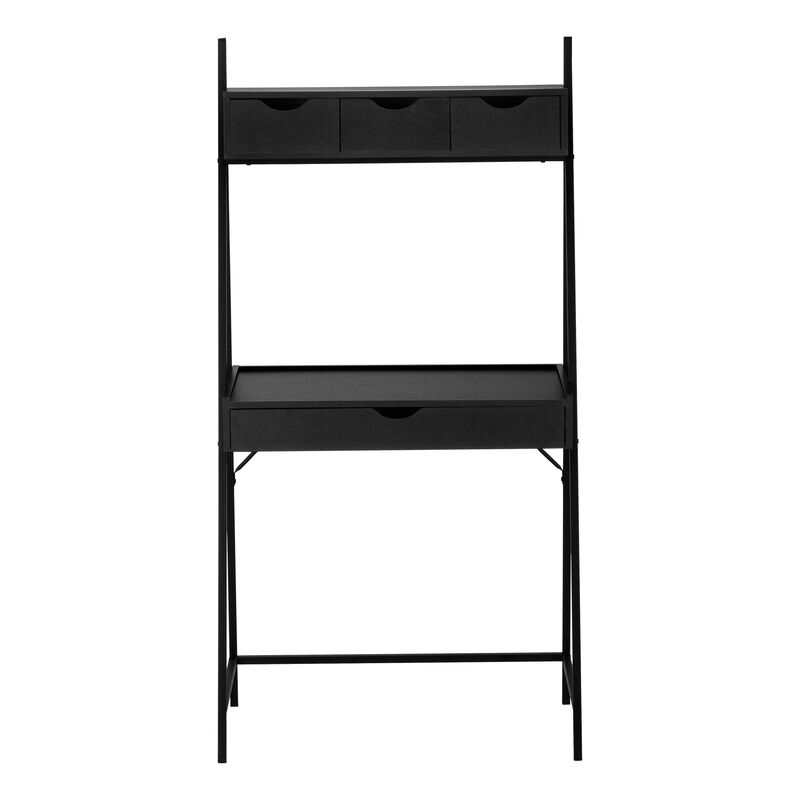 Monarch Specialties I 7330 Computer Desk, Home Office, Laptop, Leaning, Storage Drawers, 32"L, Work, Metal, Laminate, Black, Contemporary, Modern
