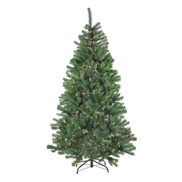 4-Piece Artificial Winter Spruce Christmas Tree  Wreath and Garland Set 6.5' - Clear Lights