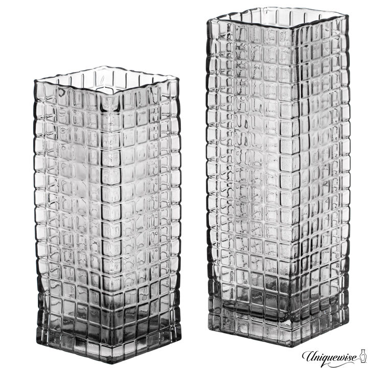 10 and 12-Inch Frosted Gray Glass Vases