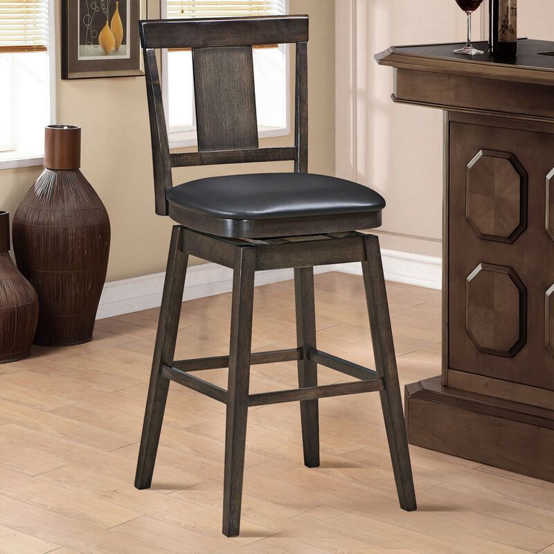 29 Inch 360 Degree Swivel Classic Wooden Counter Height Bar Stool