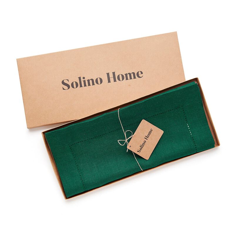 Solino Home 100% Pure Linen Table Runner | Classic Hemstitch for Valentines
