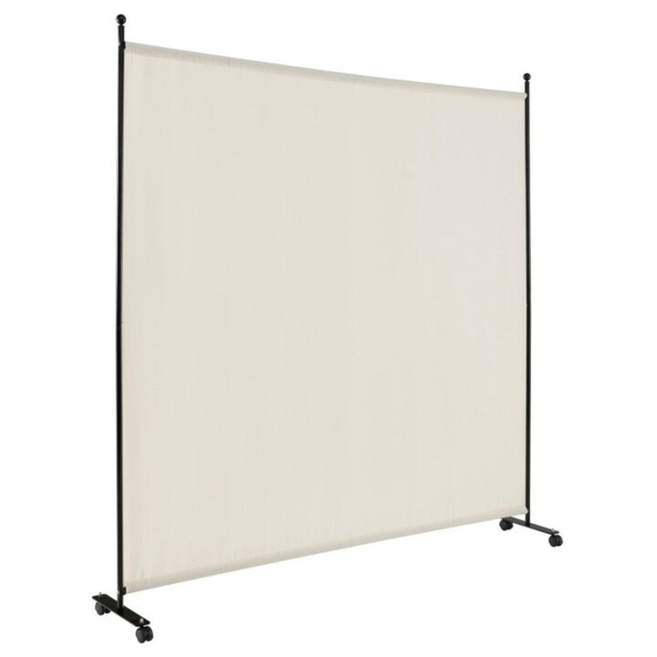 Hivvago 6 Feet Single Panel Rolling Room Divider with Smooth Wheels