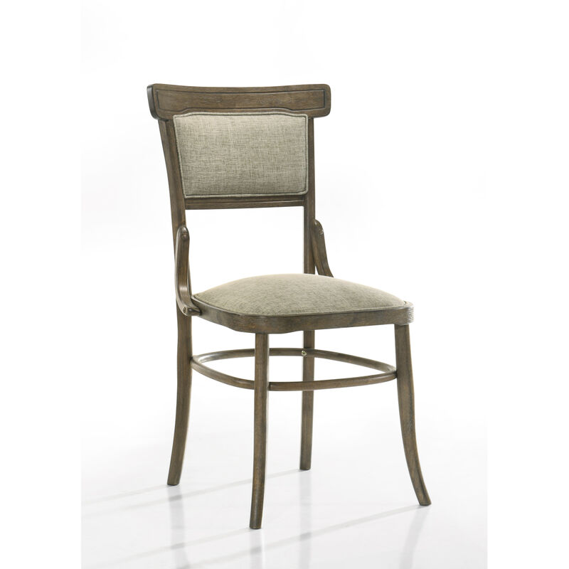 Bistro Vintage Walnut 7 Piece 72" Dining Table Set With Off White Fabric Dining Chairs
