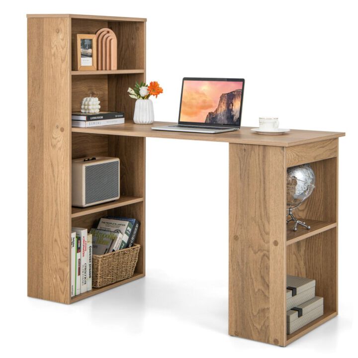 Hivvago Computer Desk Writing Workstation Office with 6-Tier Storage Shelves