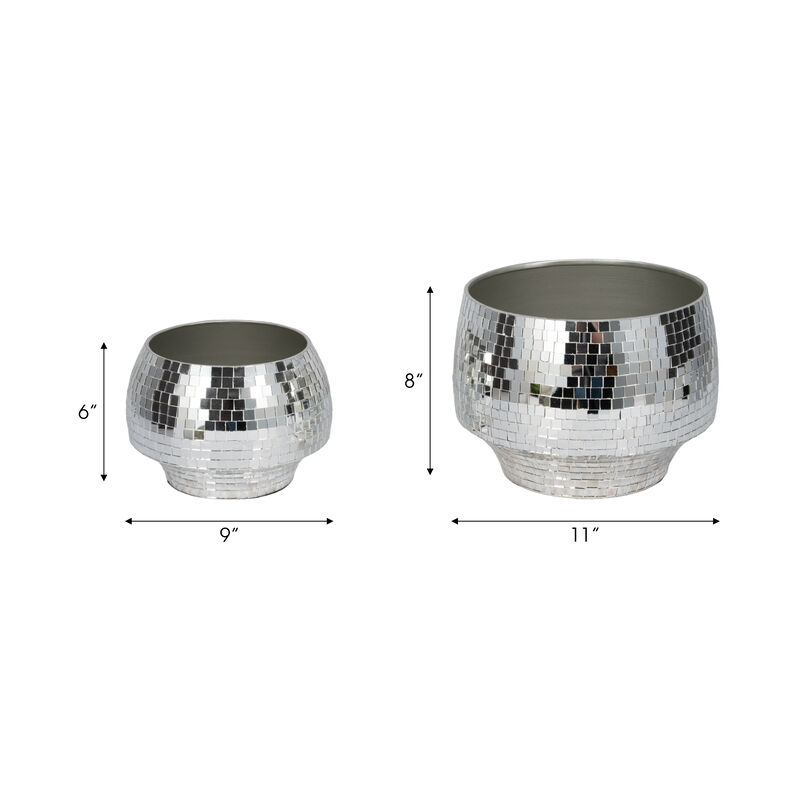 Curved Disco Mosaic Planter Set