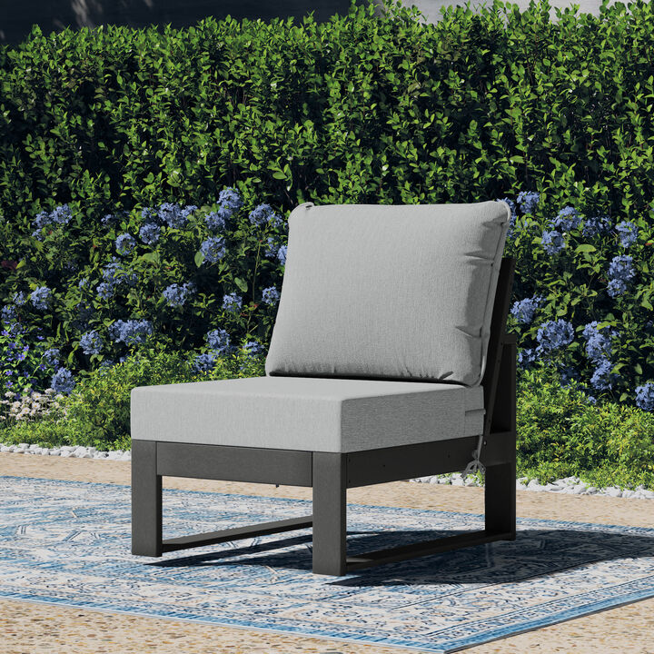 WestinTrends Outdoor HDPE Sectional Armless Chair with Water-Proof Patio Cushions