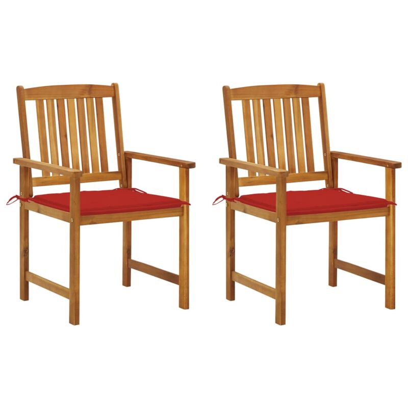 vidaXL Director's Chairs with Cushions 2 pcs Solid Acacia Wood