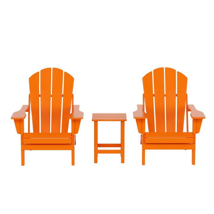 WestinTrends 3-Piece Outdoor Patio Adirondack Chairs with Side Table Set