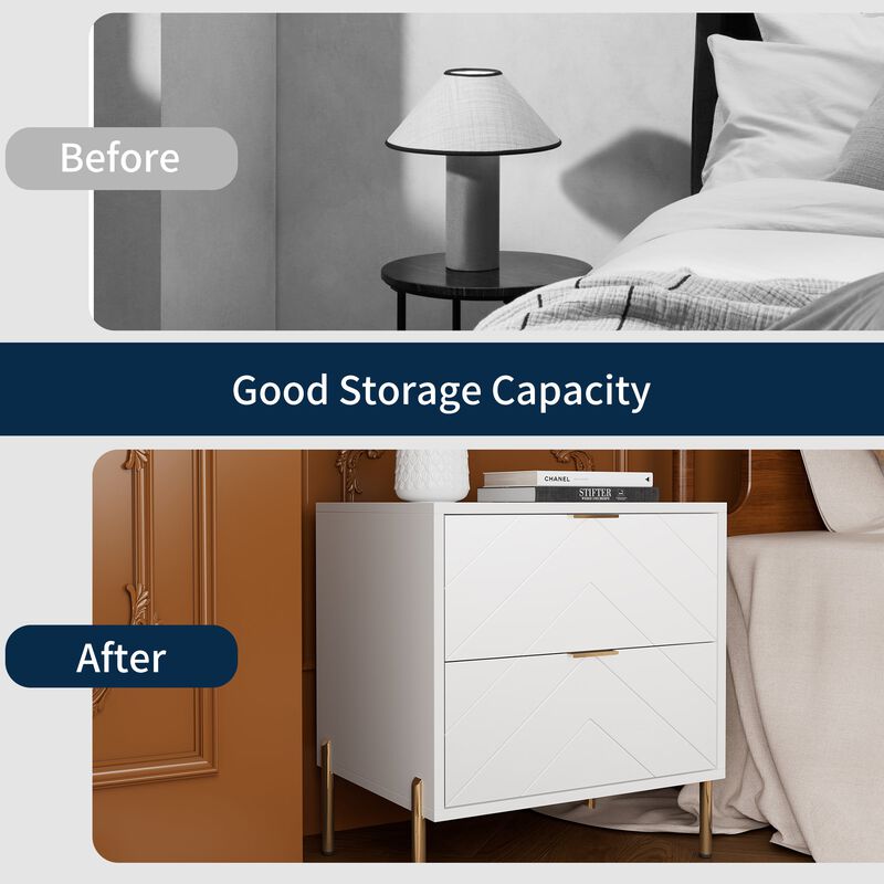 2-Drawer Nightstand With Elegant Design