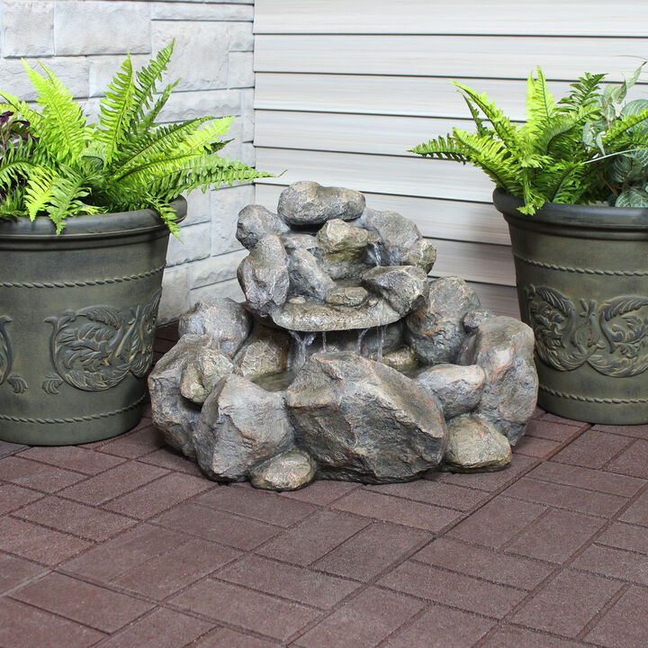 Sunnydaze Electric Resin Rocky Ravine Outdoor Water Fountain - 18 in