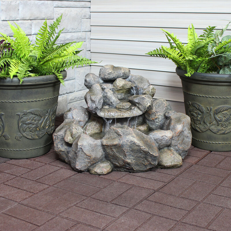 Sunnydaze Electric Resin Rocky Ravine Outdoor Water Fountain - 18 in