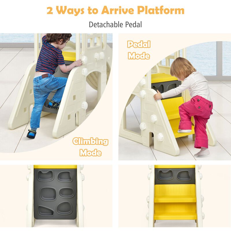 6-in-1 Toddler Climber Slide Playset with Basketball Hoop