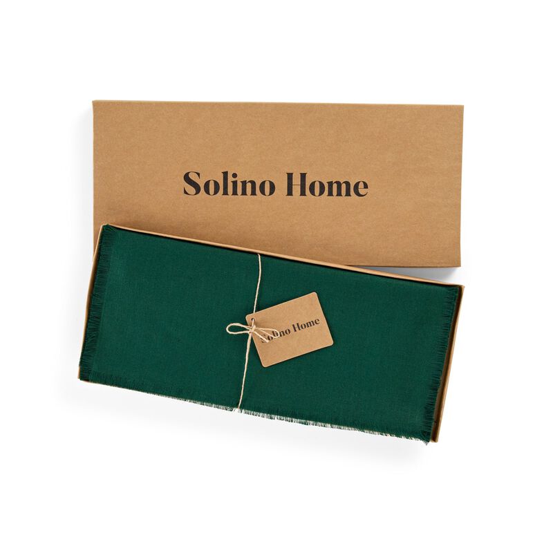 Solino Home 100% Pure Linen Table Runner 14 x 108 Inch | Fringe