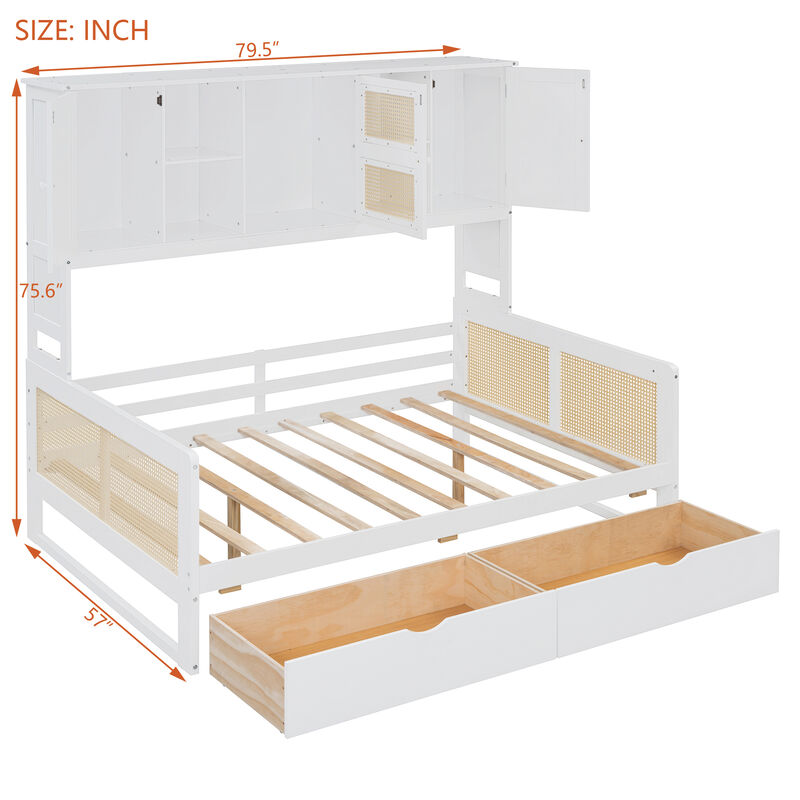 Merax Daybed Bed with 2 Drawers and Cabinet