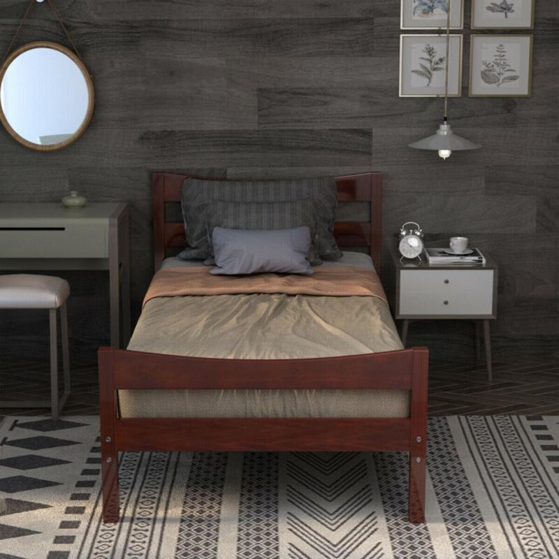 Hivvago Rustic Style Platform Bed Frame with Headboard and Footboard