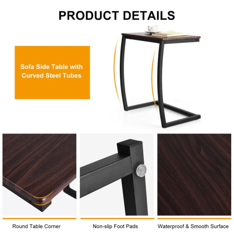 Hivvago Steel Frame C-shaped Sofa Side End Tabl
