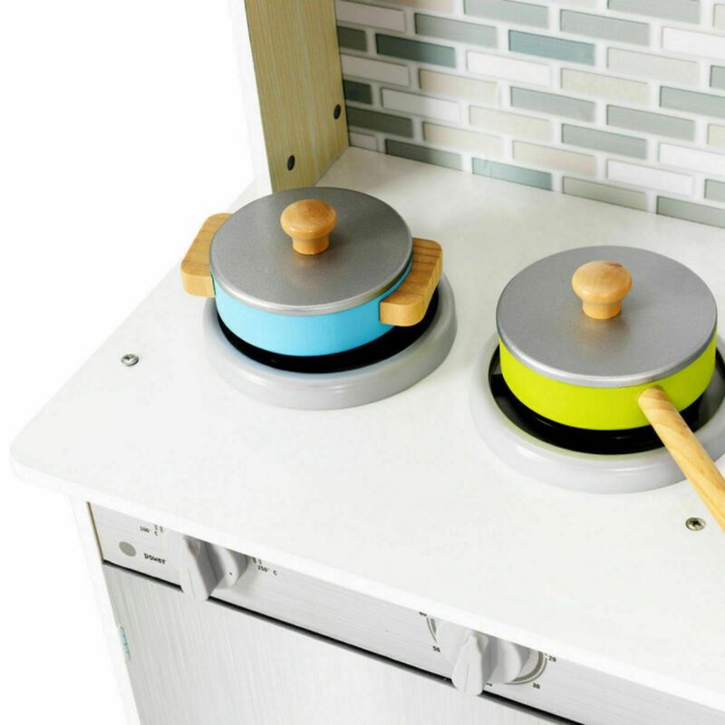 SUGIFT Kid's Wooden Pretend Cooking Play Kitchen Set
