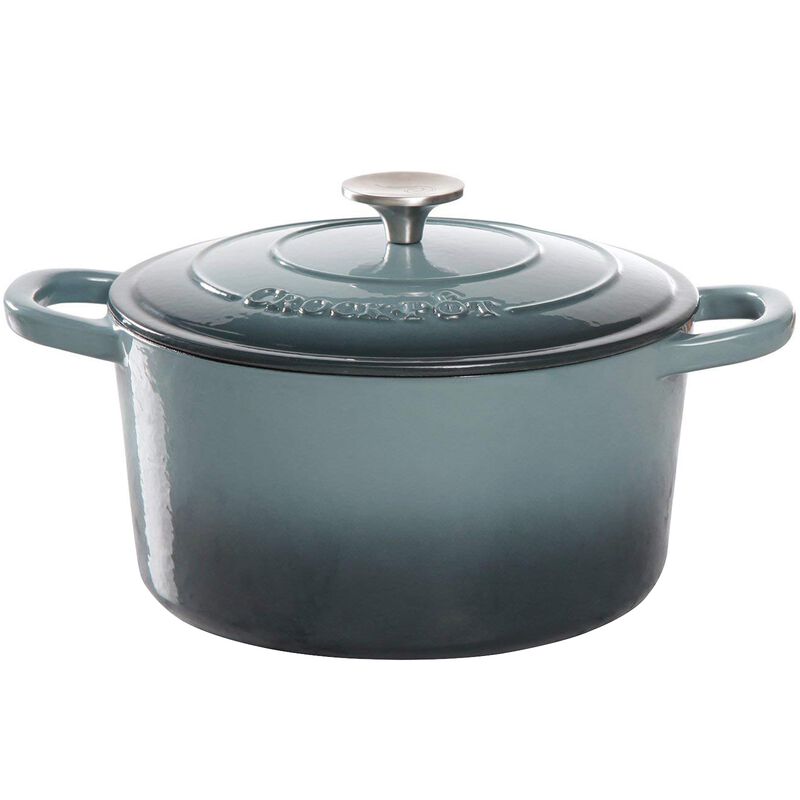 Crock Pot Artisan 5 Quart Round Enameled Cast Iron Dutch Oven in Slate Gray