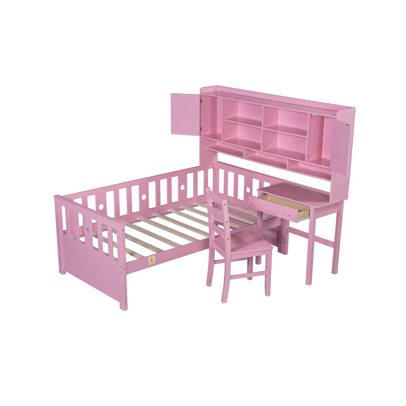 Merax Multifunctional Platform Bed with Desk and a Chair