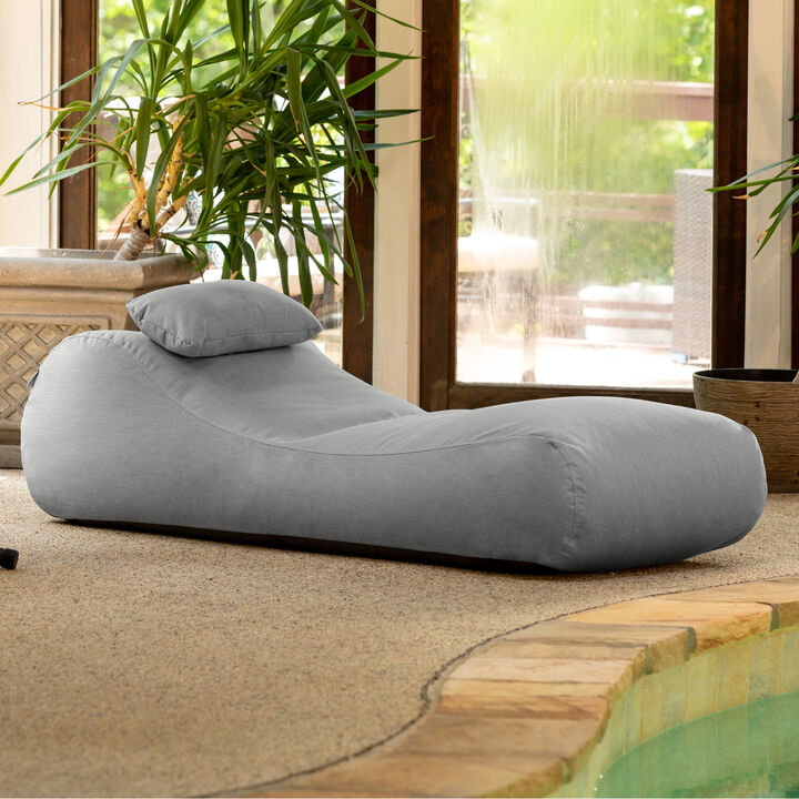 Arlo Outdoor Bean Bag Sun Lounger - Pool and Patio Chaise Bean Bag Lounger, Petal