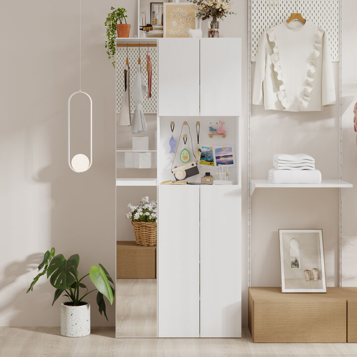 FUFU&GAGA Modern Wardrobe – E0 MDF Construction with White Laminate Finish , (29.6" L x 10.1" W x 70.9" H), White