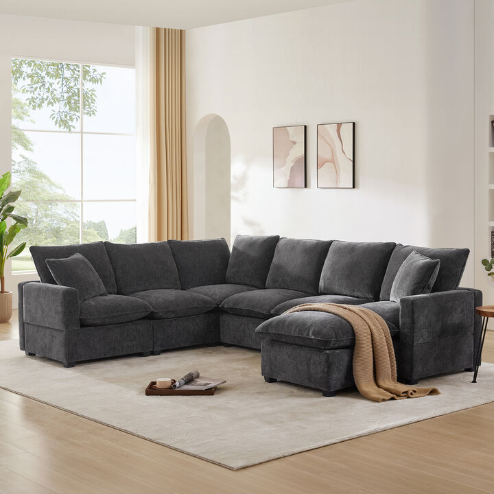 Merax Modern U Shape Modular Sofa with 2 Pillows