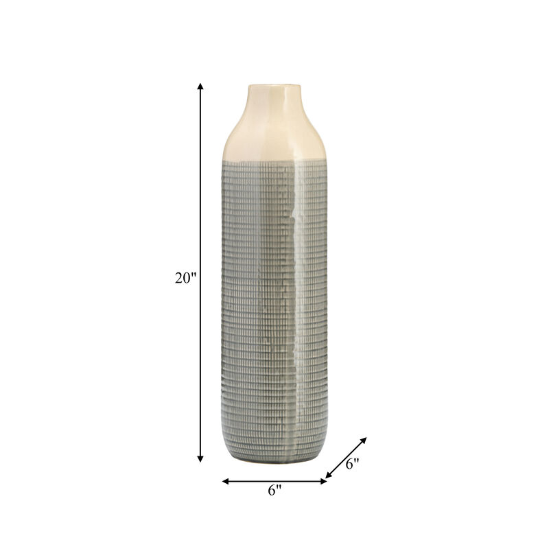 20" Green Two Tone Stone Vase