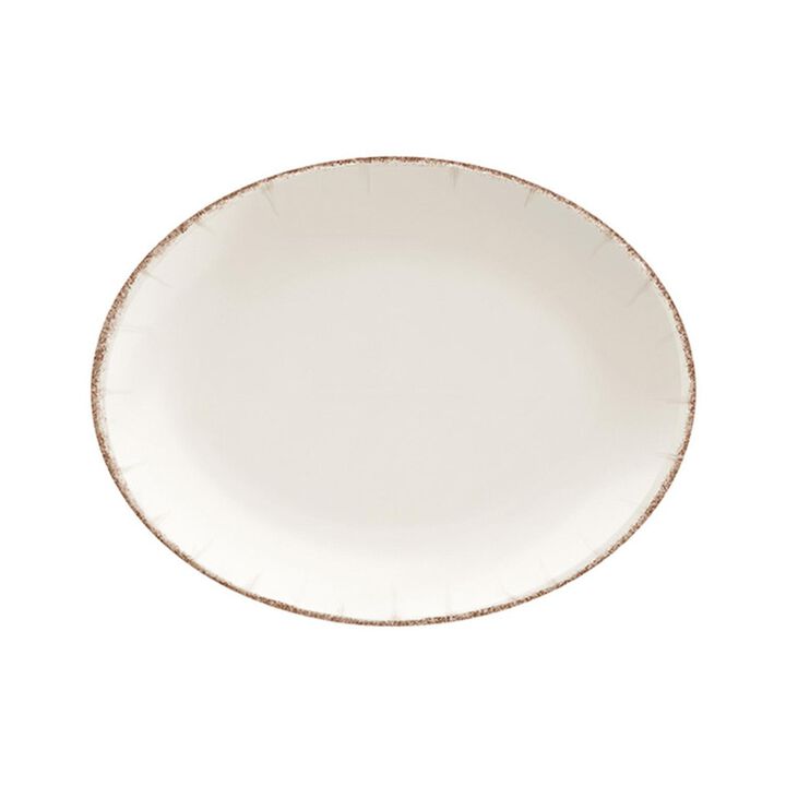 Retro 9.75" x 7.5" x h:1" Oval Decorated Porcelain Platter (Set of 2)