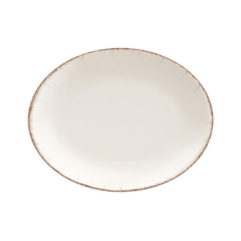 Retro 9.75" x 7.5" x h:1" Oval Decorated Porcelain Platter (Set of 2)