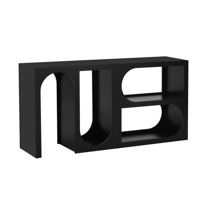 U_STYLE Modular Entryway Console Table with Rectangular Exterior and Curved Interior Design for Customizable Arrangements,Suitable for Entrance and Living Room